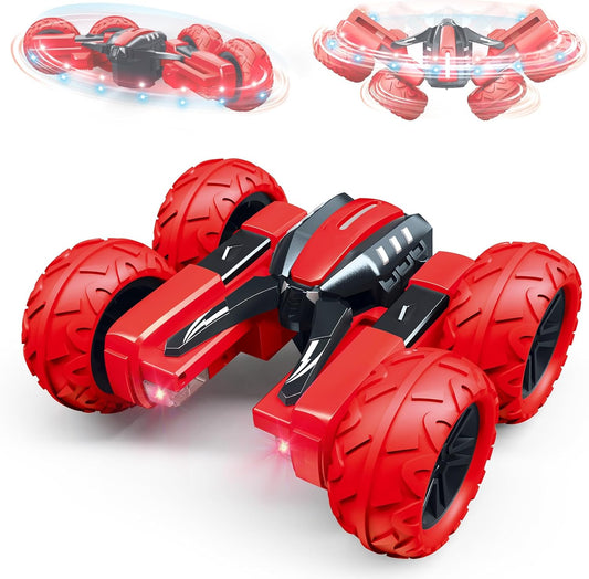 Red RC Stunt Car: Double-Sided Driving & 360 Flips!