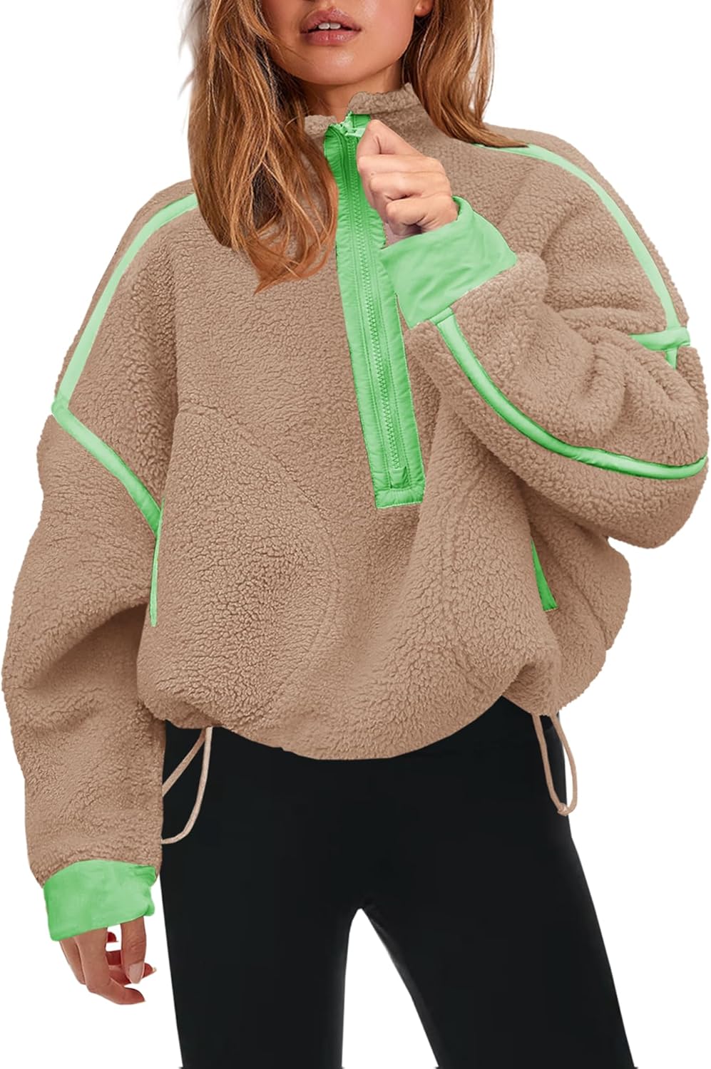 Panadila Womens Half Zip Sherpa Fleece Pullover for Cozy Style