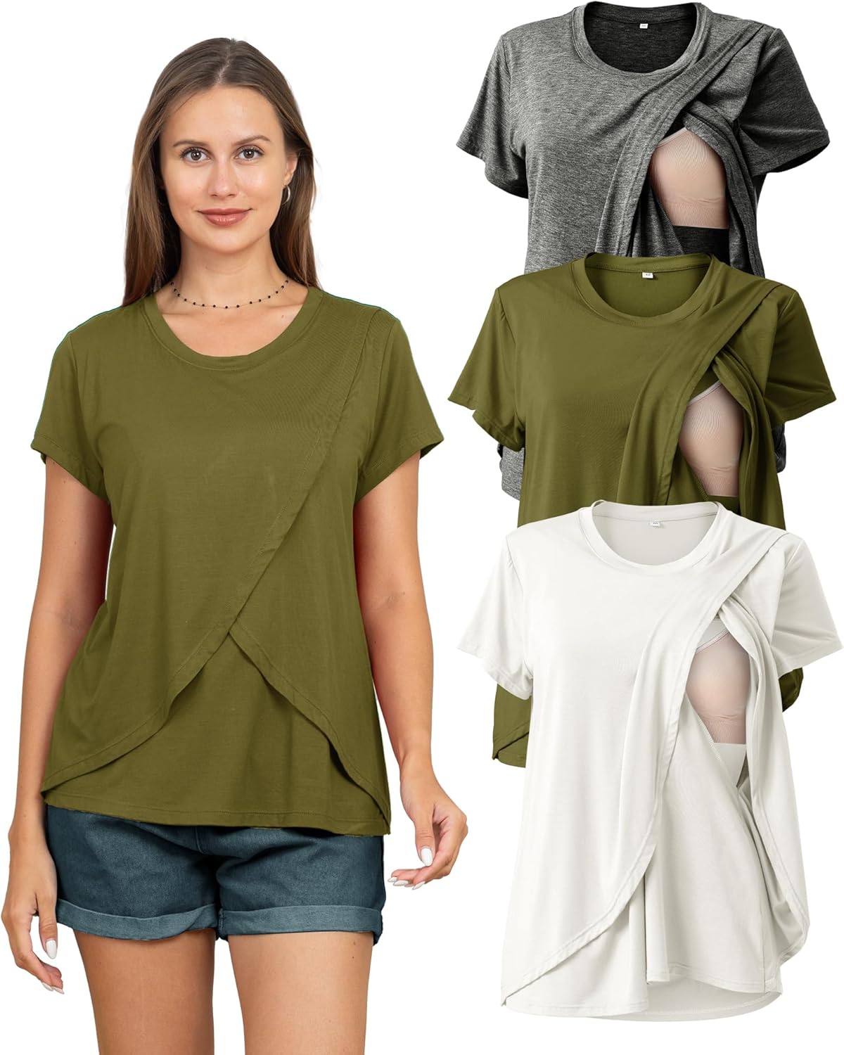 Rnxrbb Women's Nursing Tops for Breastfeeding Summer Comfort