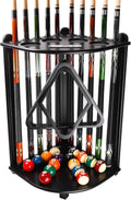 Corner-Style Floor Cue Rack - Solid Wood Pool Stand