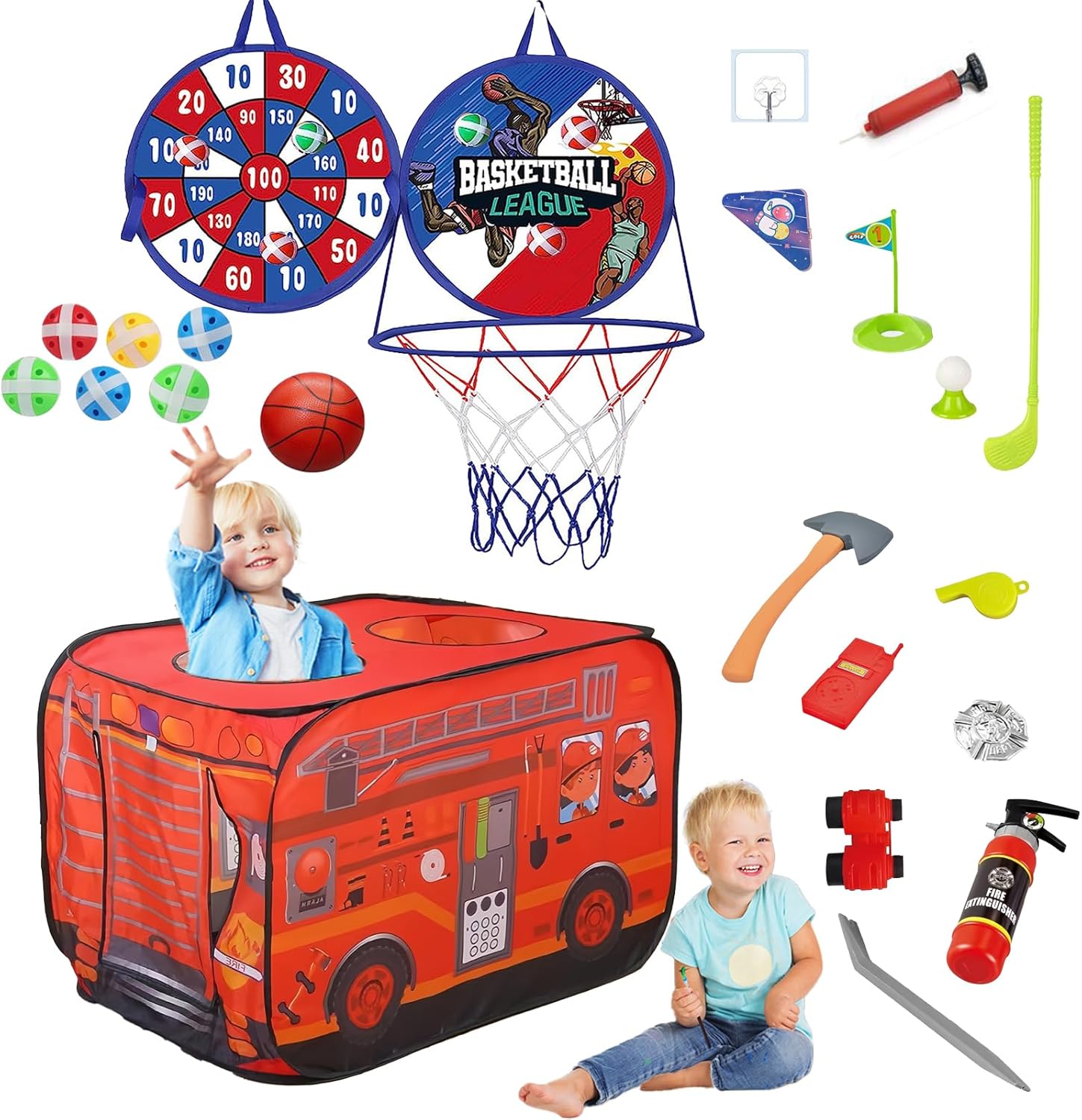 HouzeFun Kids Pop Up Tent with Multi-Game Playset