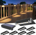 Solar Deck Lights 8 Pack Warm White Glow - Bright IP65 Step Lamps