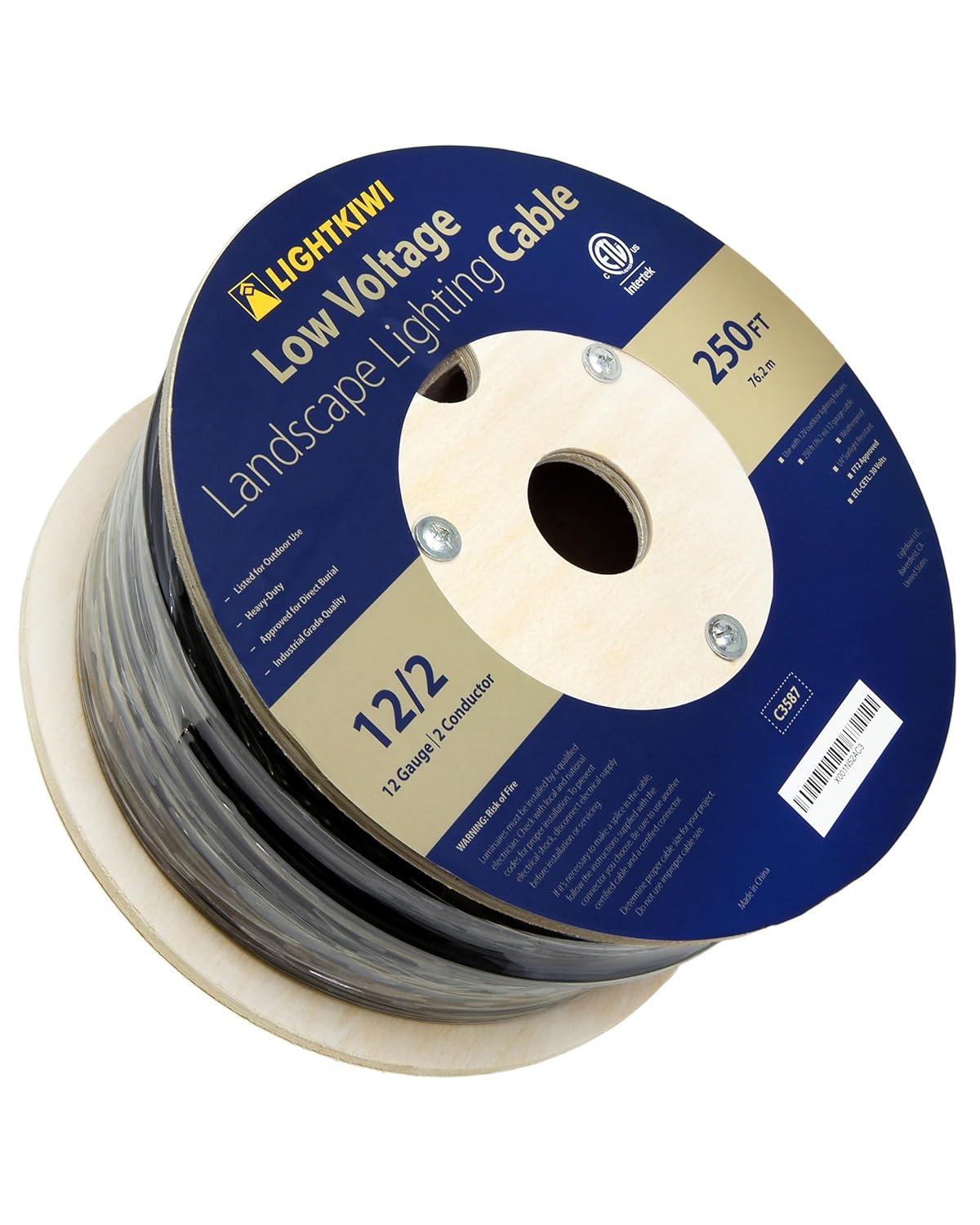 Lightkiwi 12/2 Low Voltage Landscape Lighting Wire - 250 Feet