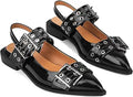 Wide Welt Buckle Ballet Flats Slingback Pumps - Comfortable Everyday