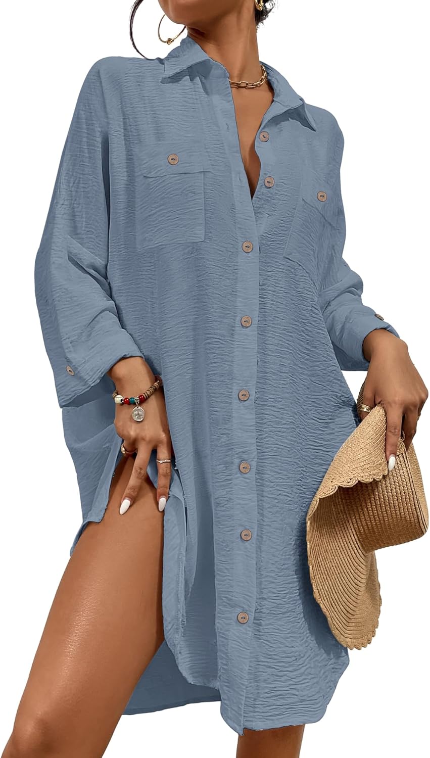 Bsubseach Womens Modern Swimsuit Cover Up Blouse for Beach