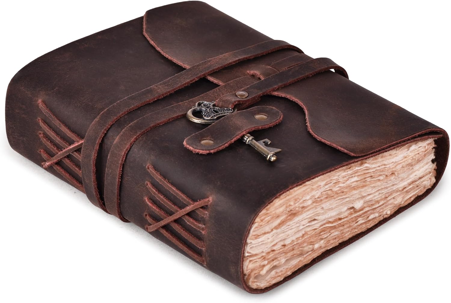 Vintage Leather Journal with Handmade Deckle Edge Paper