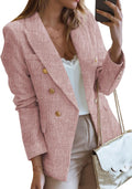 Happy Sailed Womens Tweed Blazers Double Breasted Open Front - Chic