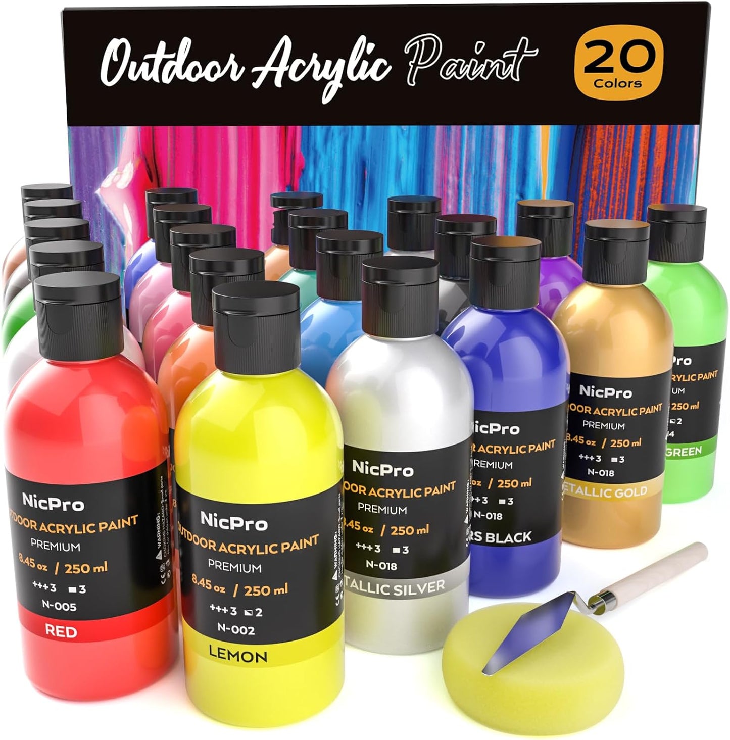 Nicpro 20 Colors Large Bulk Outdoor Acrylic Paint Set Review