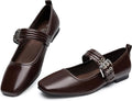 Women's Square Toe Velvet Mary Jane Flats - Comfortable Dressy Work