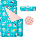 Toddler Nap Mat with Removable Pillow and Minky Blanket - Soft Fleece