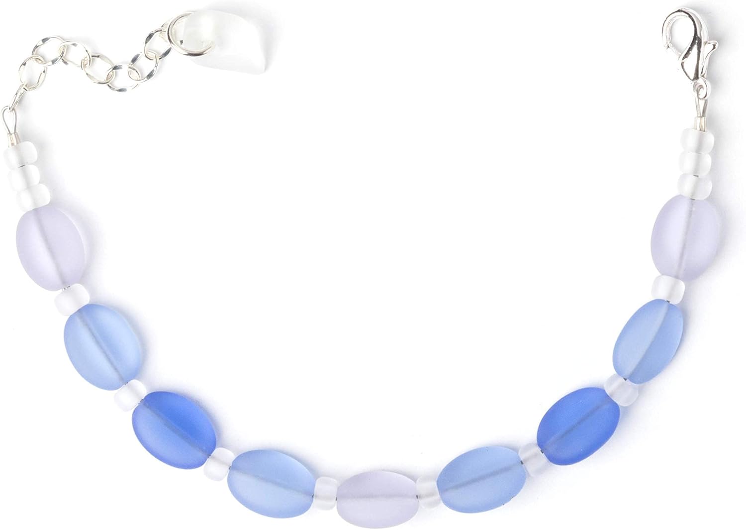 Sea Glass Droplet Bracelet - Handmade in the USA with Silver