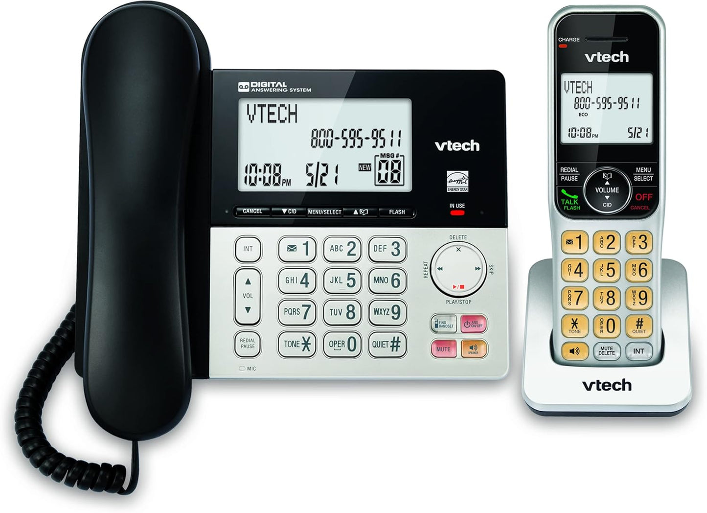 VTech VG208 Corded/Cordless Phone with Answering Machine & More