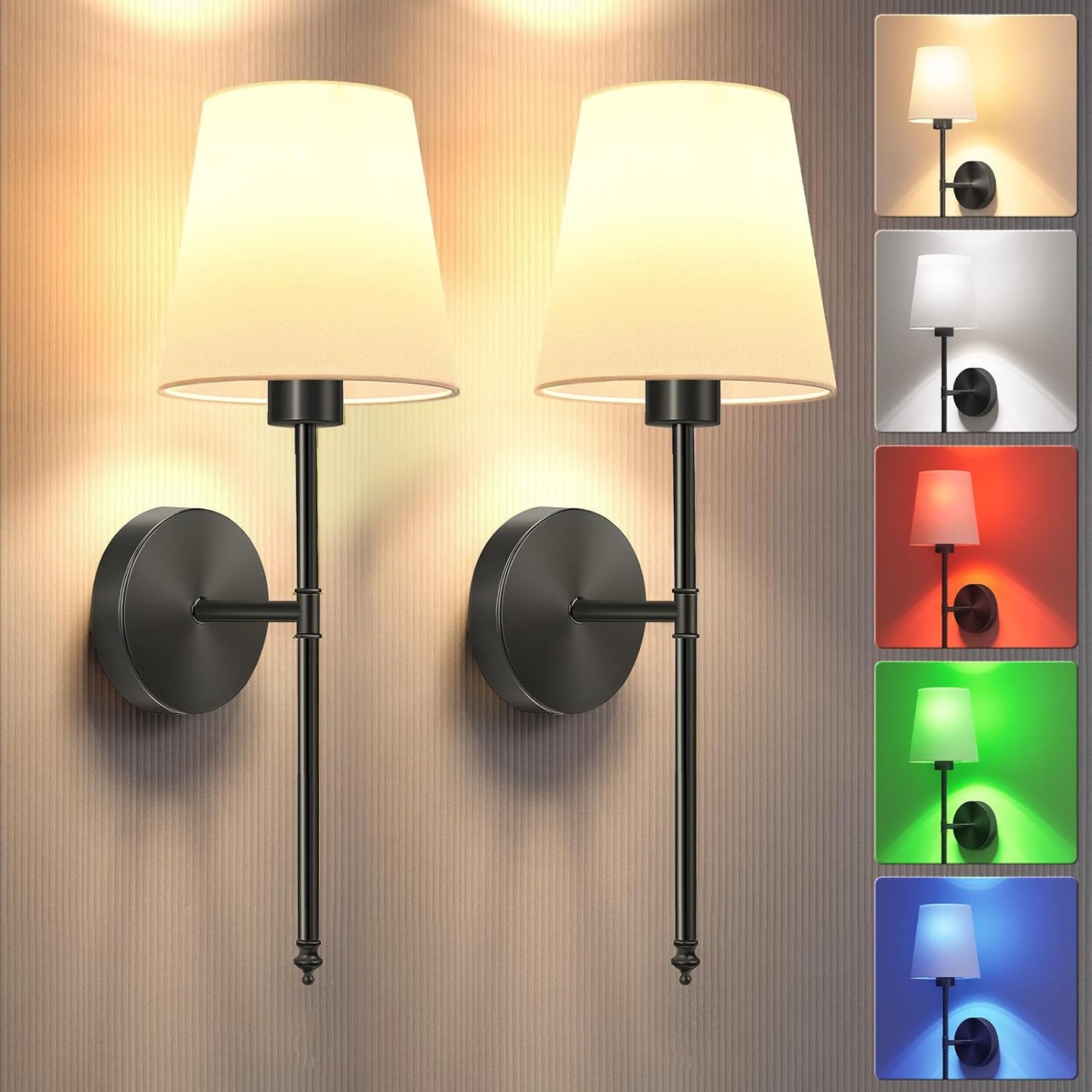Battery Operated Wall Sconce Set of 2 for Cozy Lighting