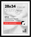 28x34 Picture Frame with Polished Plexiglass - Sleek Black Wall Frame