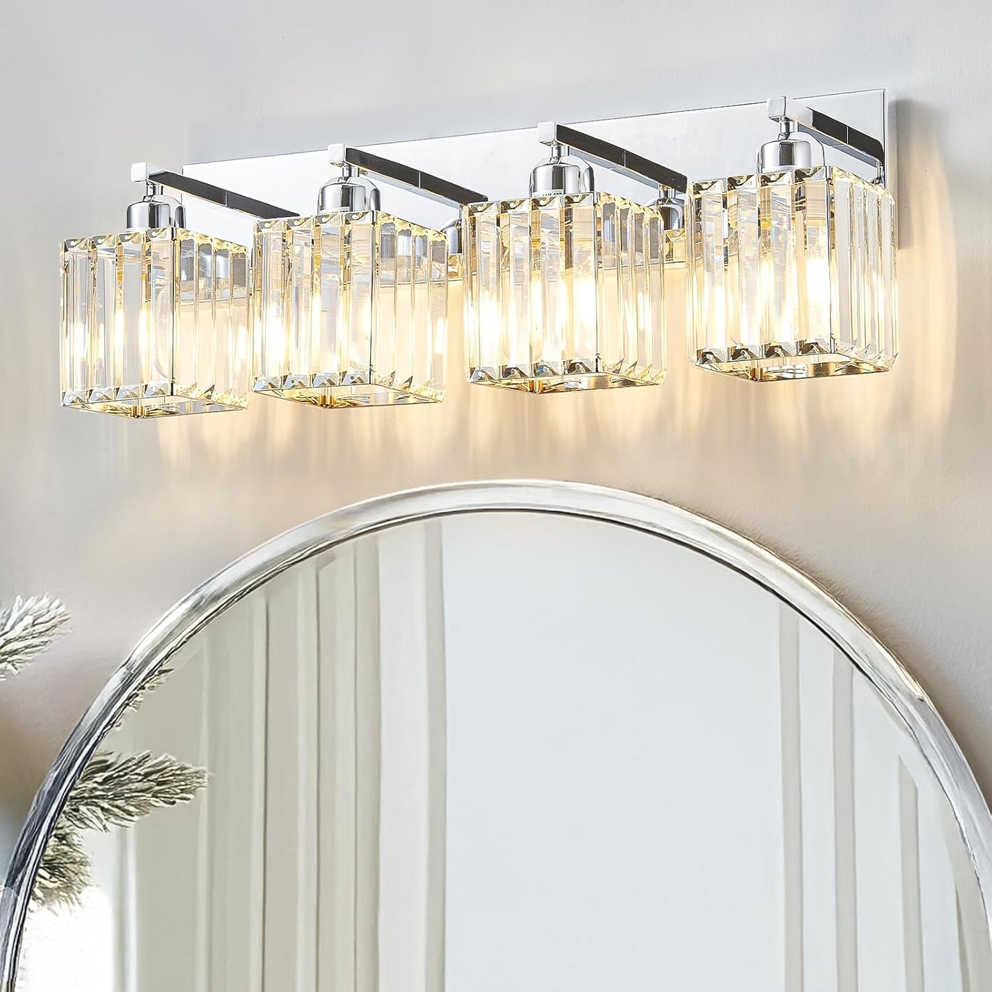 Modern Crystal Chrome Vanity Light for Elegant Bathrooms