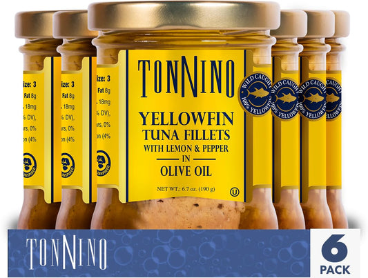 Tonnino Yellowfin Tuna Fish in Olive Oil Pack of 6 for Snacks
