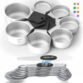 Magnetic Measuring Cups & Spoons Set 15pc - Magnetic Nesting for Easy