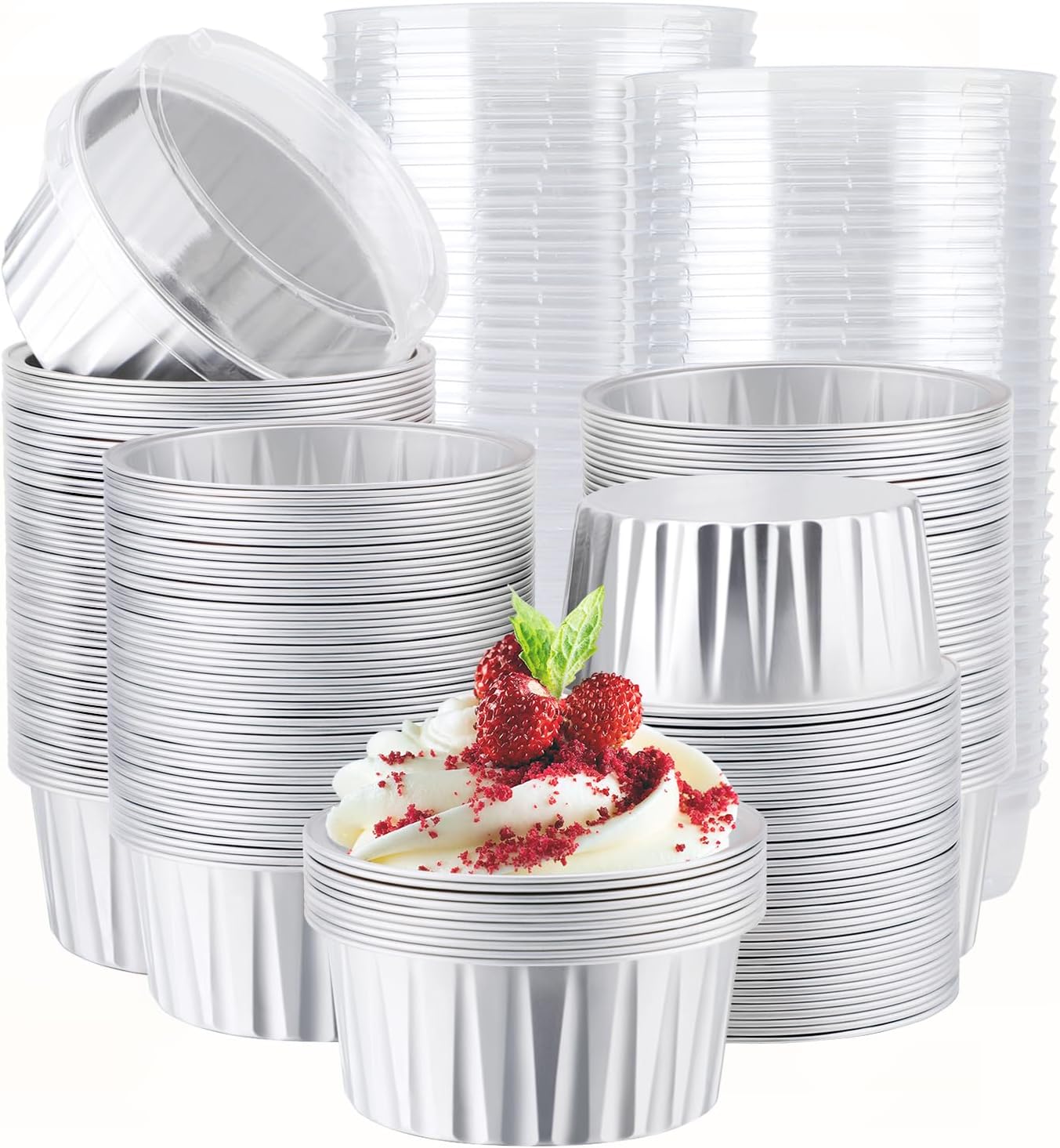 EUSOAR Silver Cupcake Liners - 200pcs Mini Cake Pans for Baking