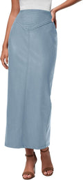 PRETTYGARDEN Faux Leather Maxi Skirt - Flattering High Waist Pencil
