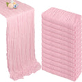 Pink Cheesecloth Table Runner 12 Pack 35 x 120 in - Romantic Boho