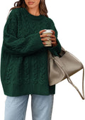 Okiwam Oversized Cable Knit Crewneck Sweater - Cozy Casual Look