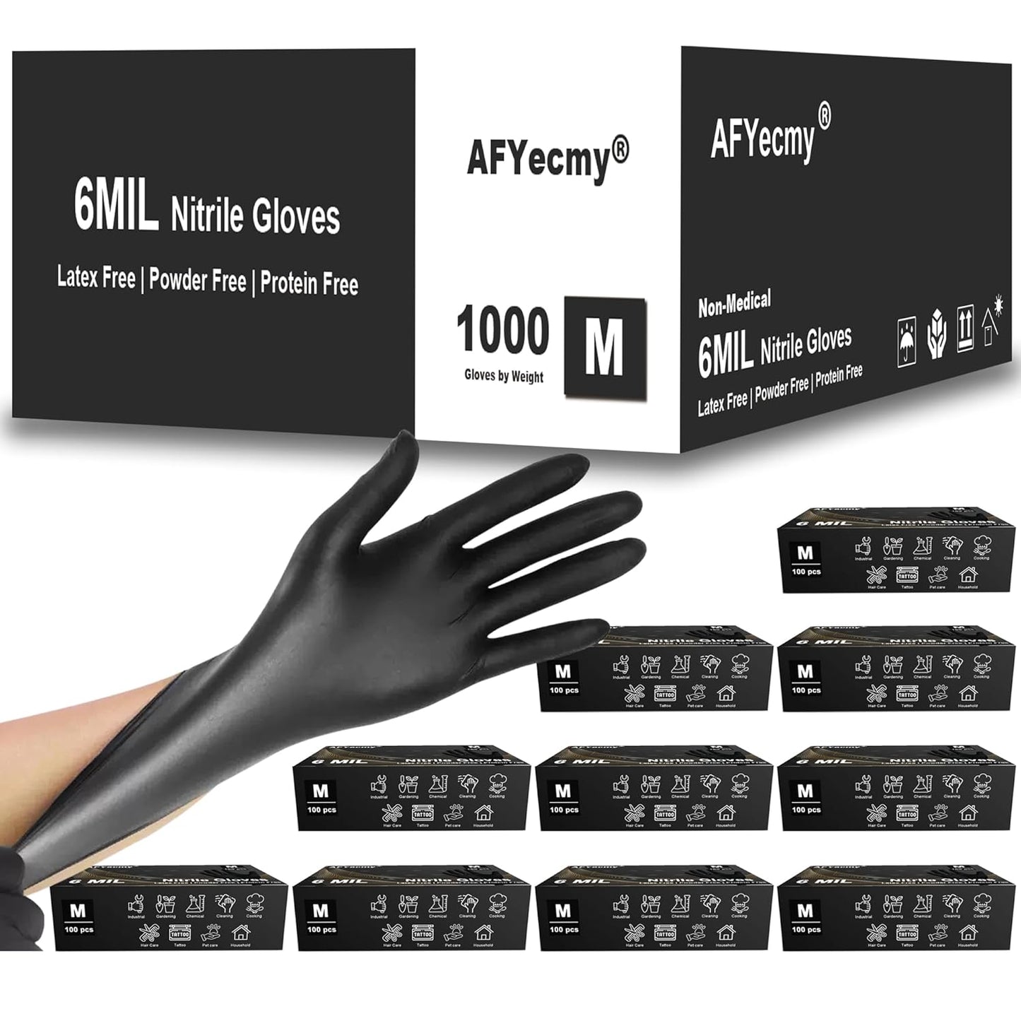 Disposable Nitrile Gloves - Heavy Duty, Food Safe, 1000 Count