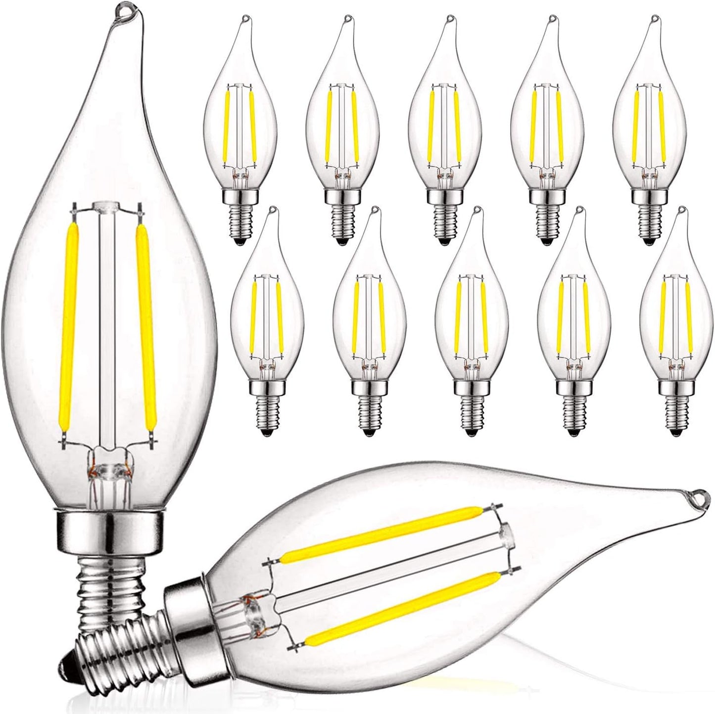 LUXRITE 4W Vintage Candelabra LED Bulbs for Bright Lighting