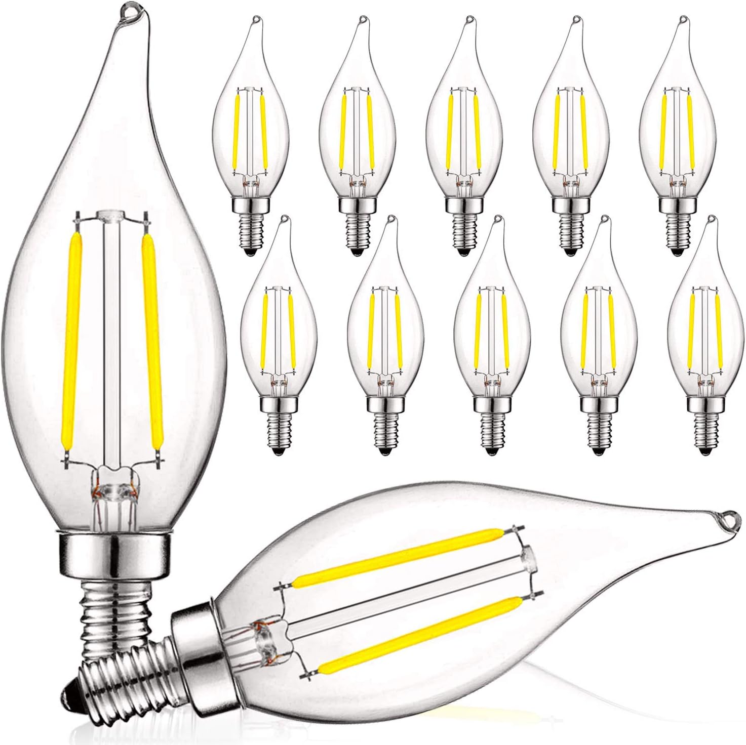 LUXRITE 4W Vintage Candelabra LED Bulbs for Bright Lighting
