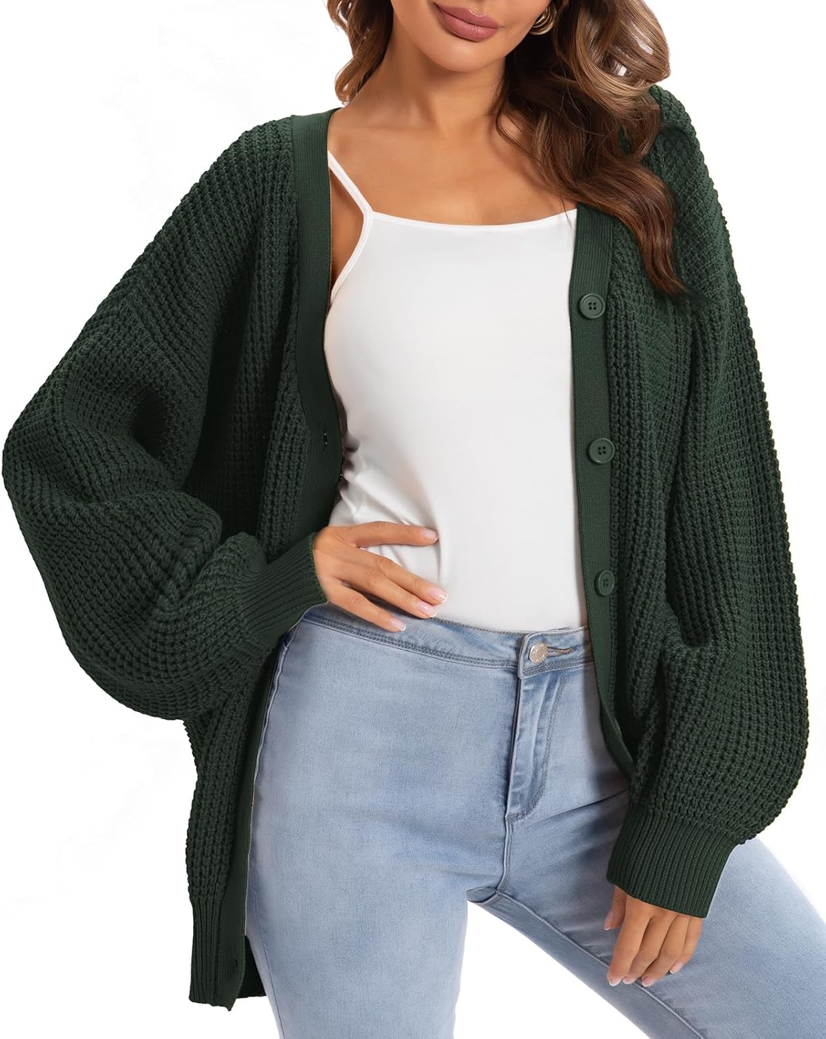QUALFORT Cardigan Sweaters for Women - Cozy Cotton Knit Outerwear