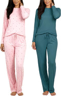Women's 2 Pack Comfy Pajama Sets - Short & Long Sleeve Sleepwear