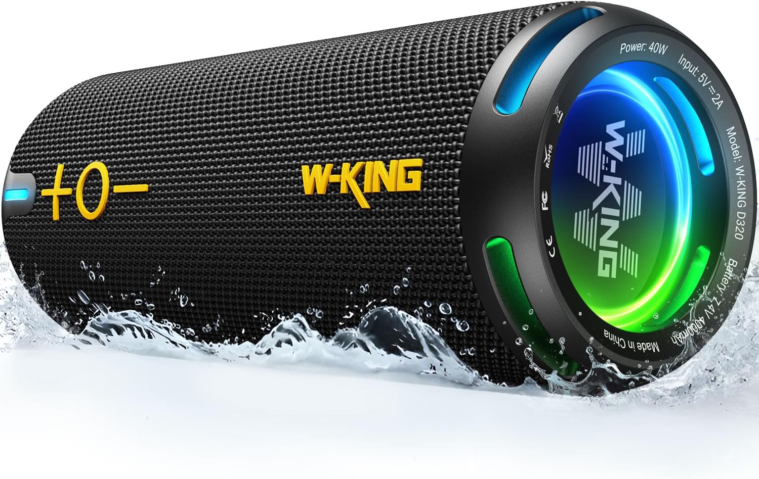 W-KING D320 Bluetooth Speaker: Waterproof, 360 Sound & Lights