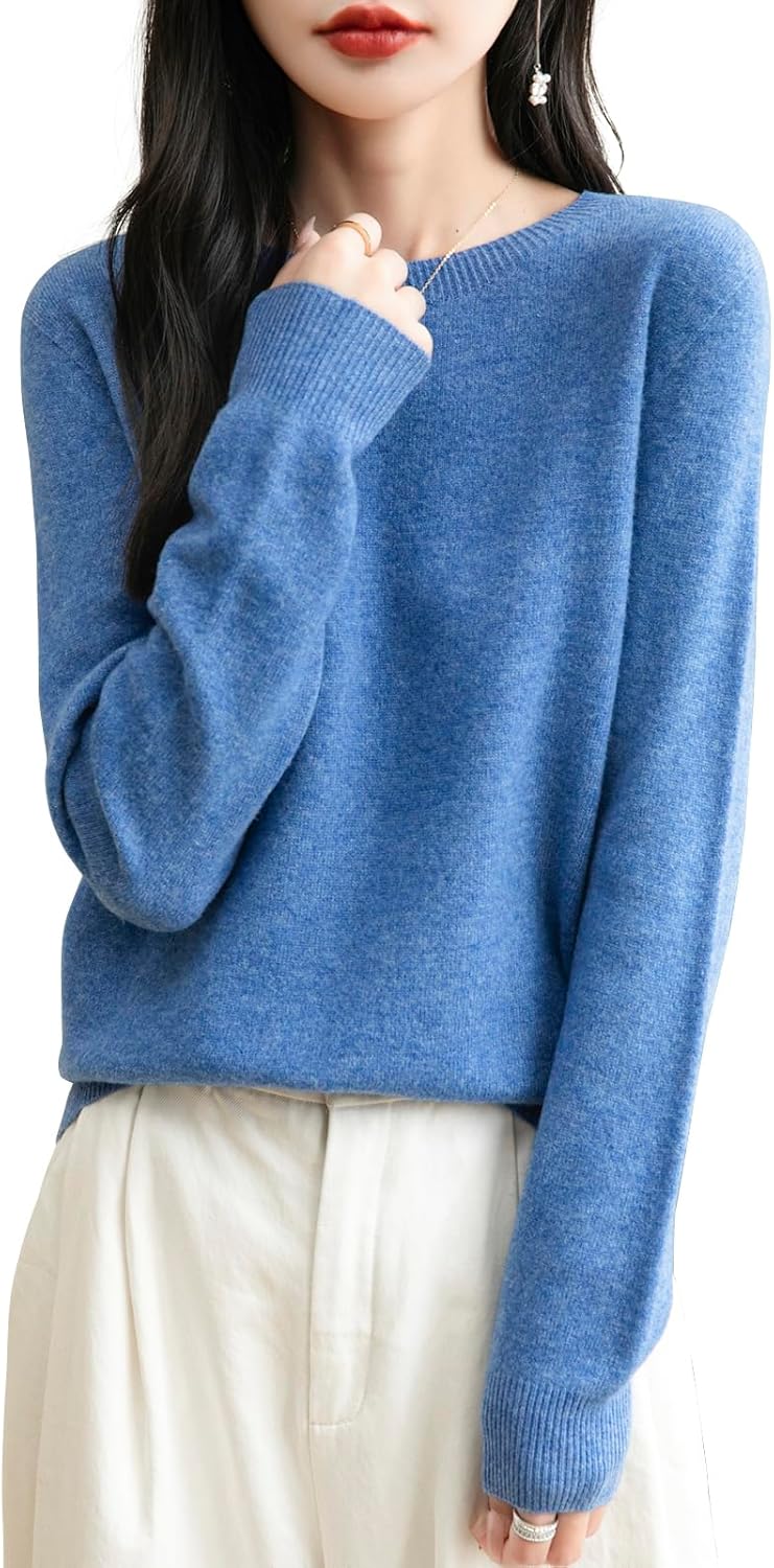 Women's 100% Merino Wool Seamless Knit Crewneck Sweater Review