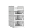 Proarea 4 Pack Stackable Plastic Storage Baskets - Space Saving Closet