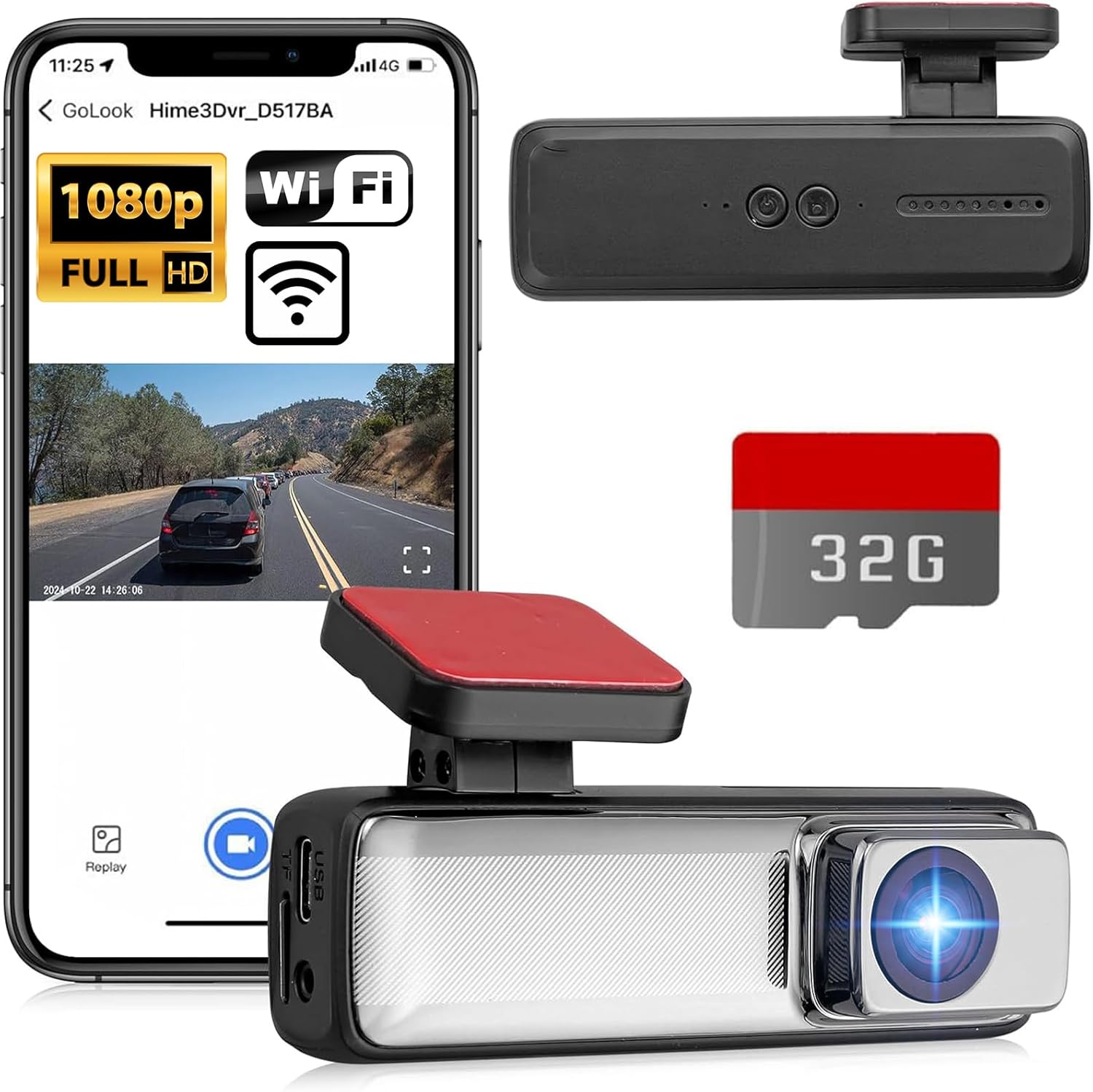 eSynic 1080P WiFi Night Vision Dashcam