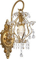 Gold Crystal Vintage Wall Sconce - Elegant Indoor Hardwired Light