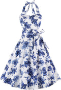 Women's Vintage Polka Audrey Halter Dress - 1950s Swing Cocktail