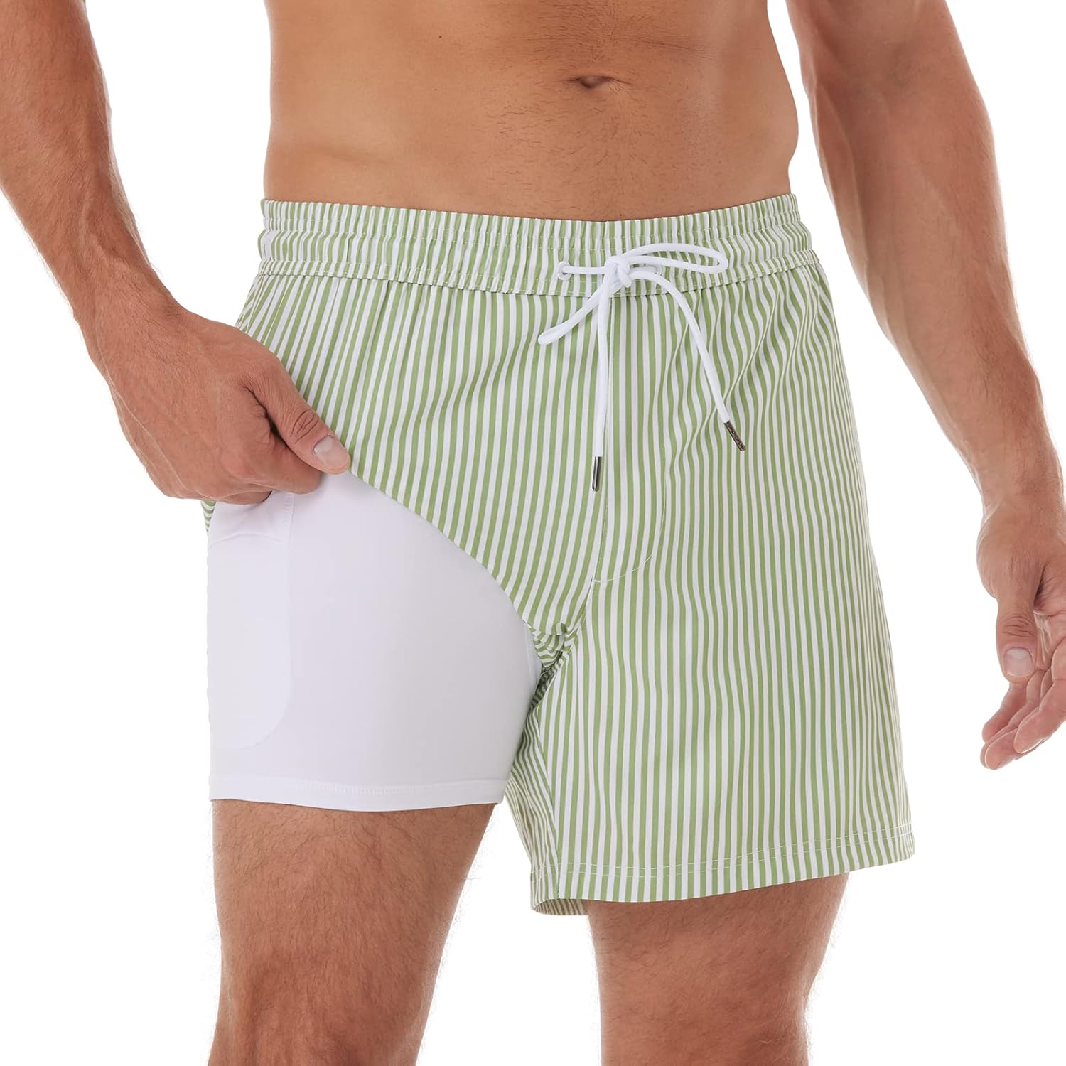 BRISIRA Mens Swim Trunks Quick Dry 5 inch Inseam Beach Shorts