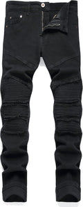 RXXKKK Men's Classic Zipper Biker Regular Fit Flex Jean (Style YYT4)