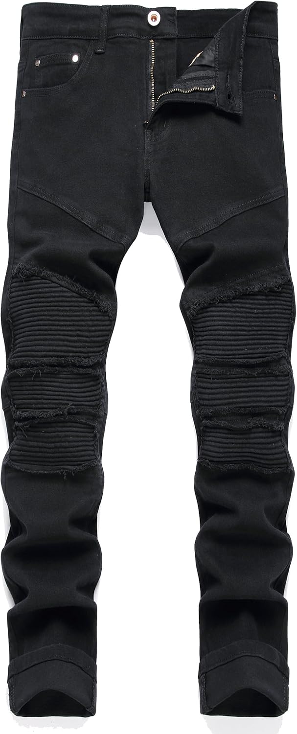 RXXKKK Men's Classic Zipper Biker Flex Jean for All Occasions