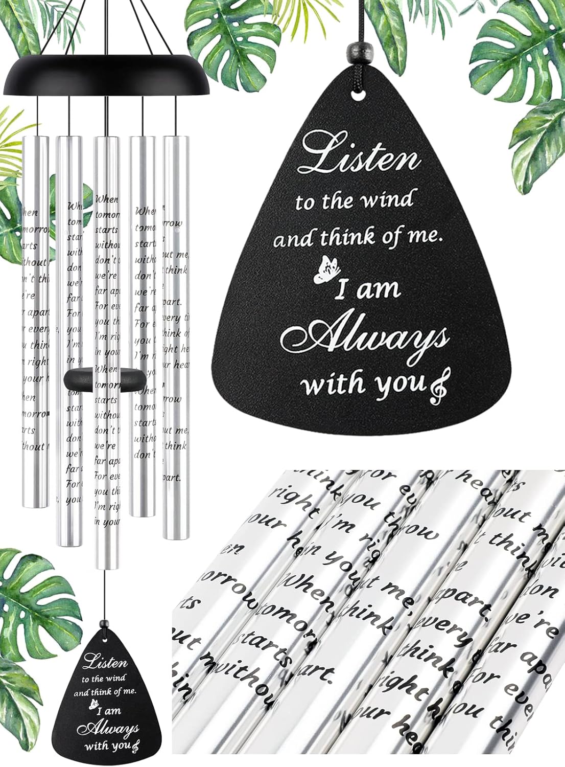 Sympathy Gift Wind Chimes for Outside - 36in Memorial Chimes