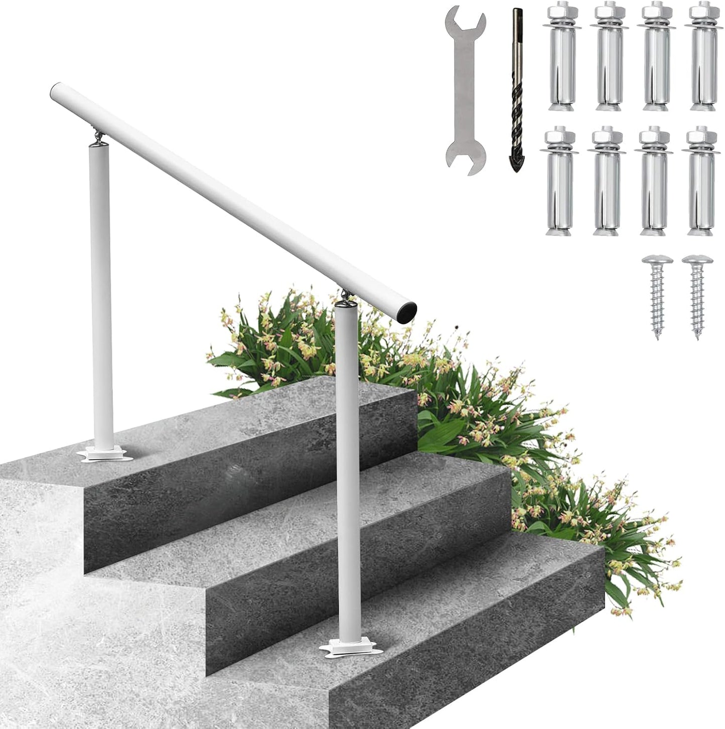 VEVOR Outdoor Steps Handrail for 2-3 Steps Adjustable Railing