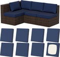 8Pcs Stretch Patio Cushion Covers Square Small - Navy Blue Fit