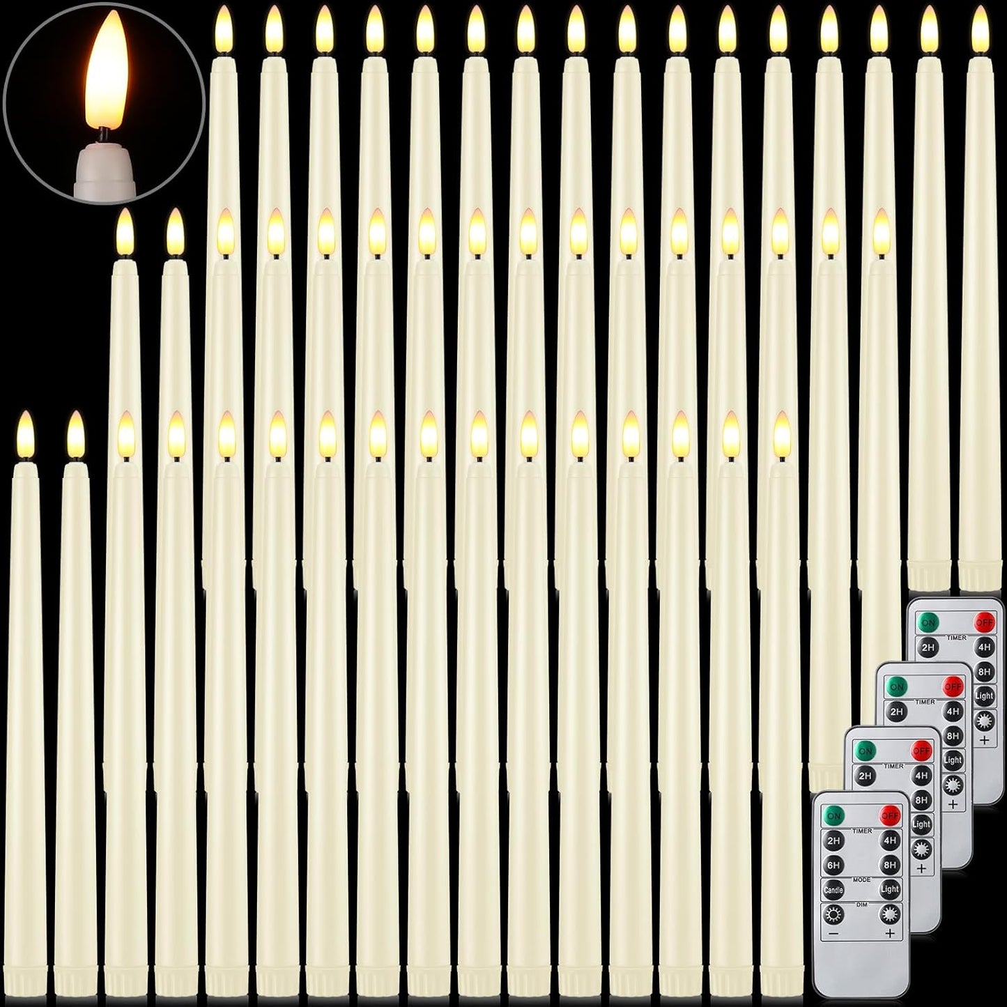 48 Pcs Flameless Taper Candles with Remote for Cozy Ambiance