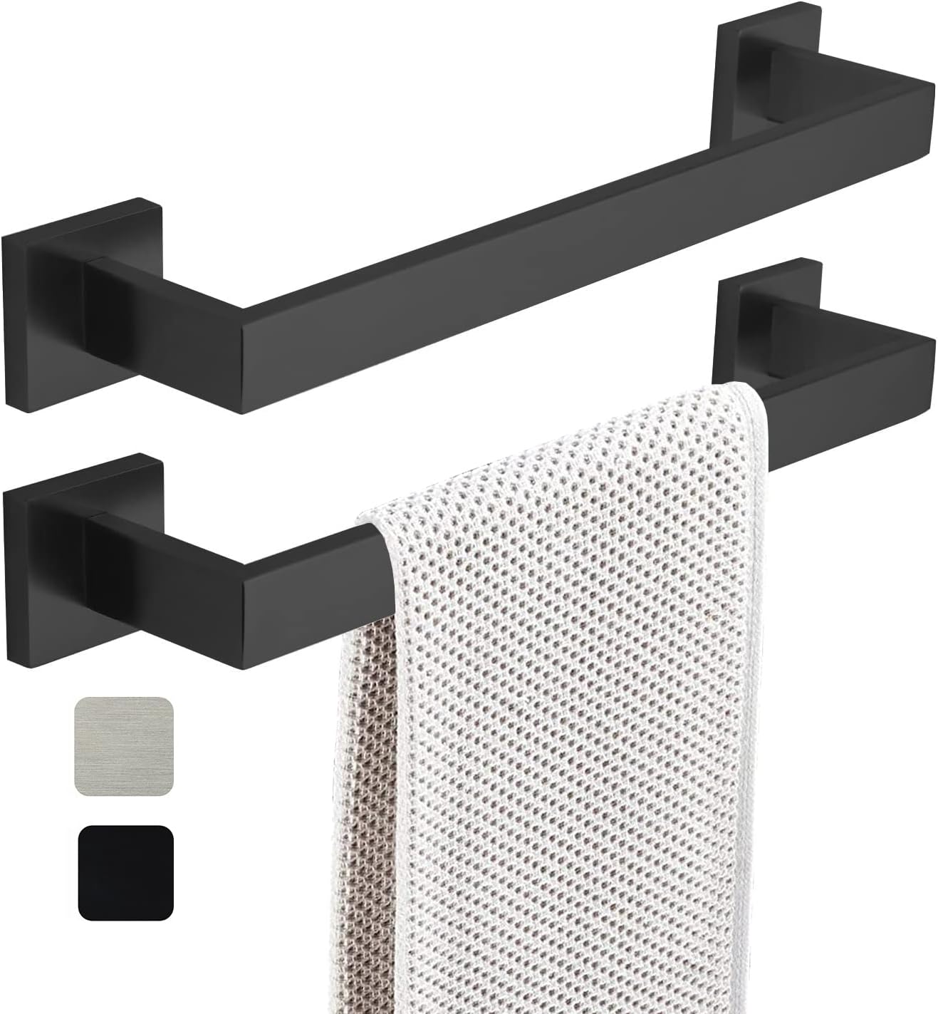 16 Inch Towel Bar 2 Pack for Modern Bathrooms and Kitchens