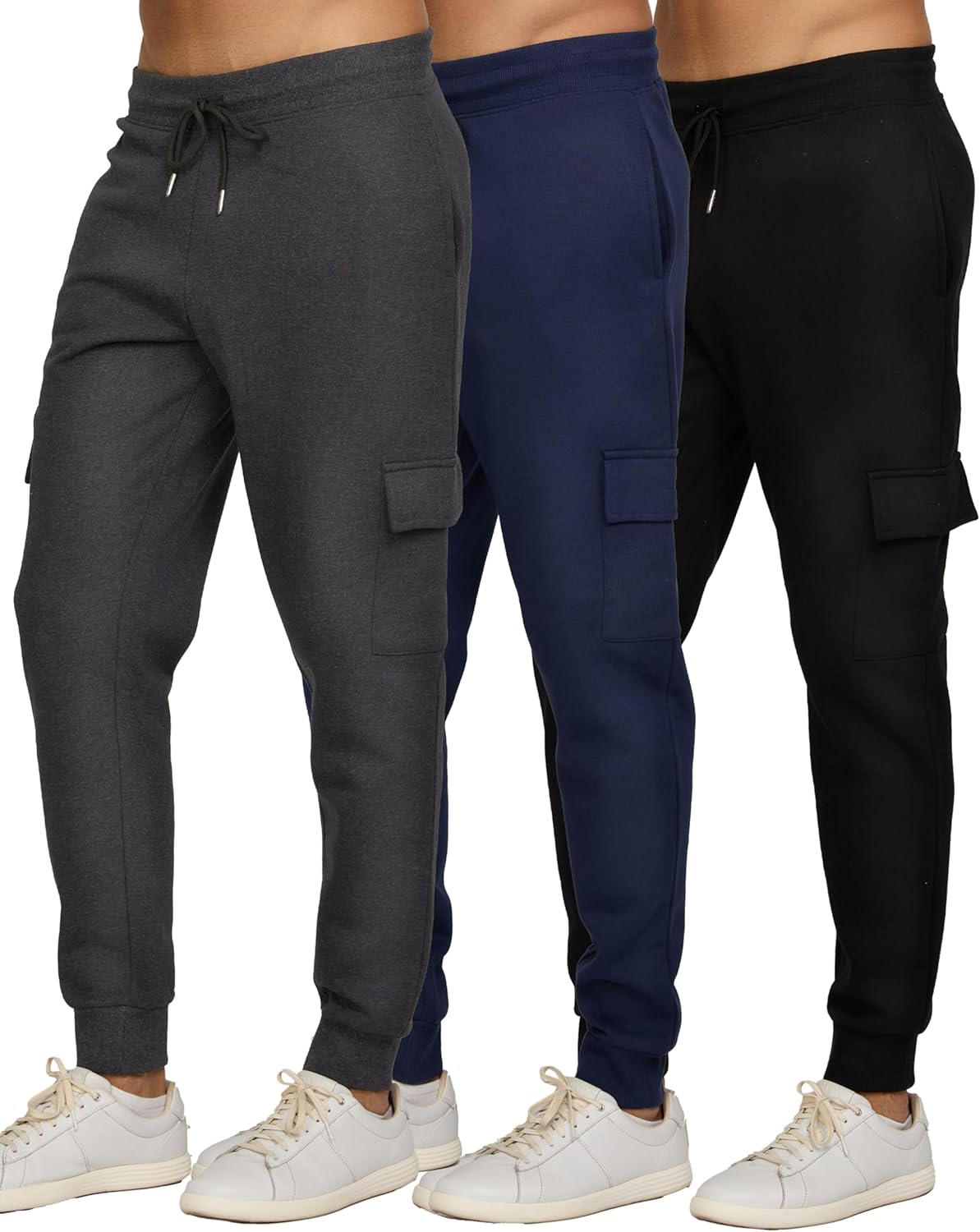 PURE CHAMP Mens Fleece Jogger Sweatpants with Zipper Pockets