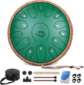 12 in 15-Note Steel Tongue Drum C Major (Green) - Portable Handpan