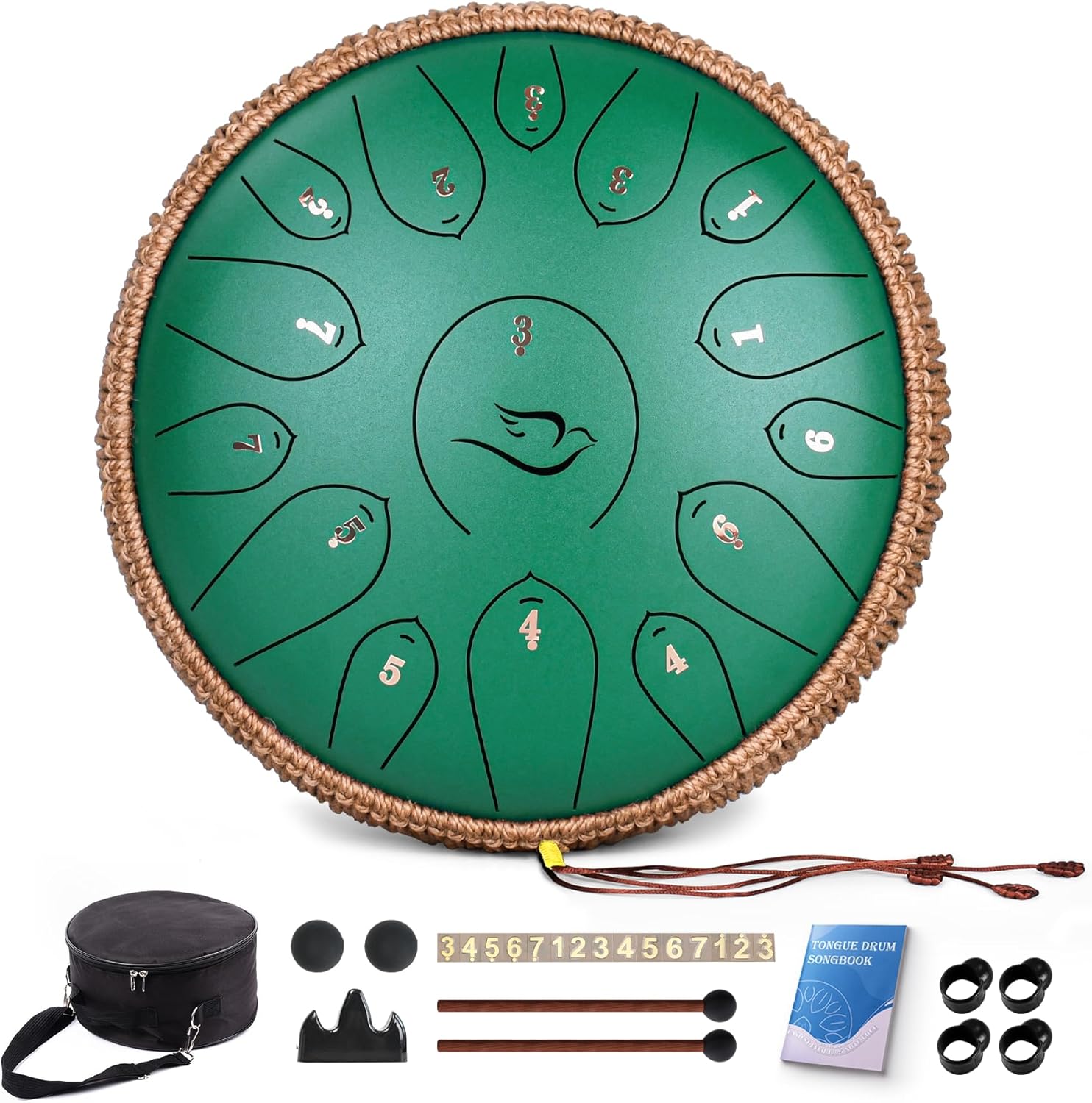12 Inch 15 Note Steel Tongue Drum for Kids & Adults Relaxation