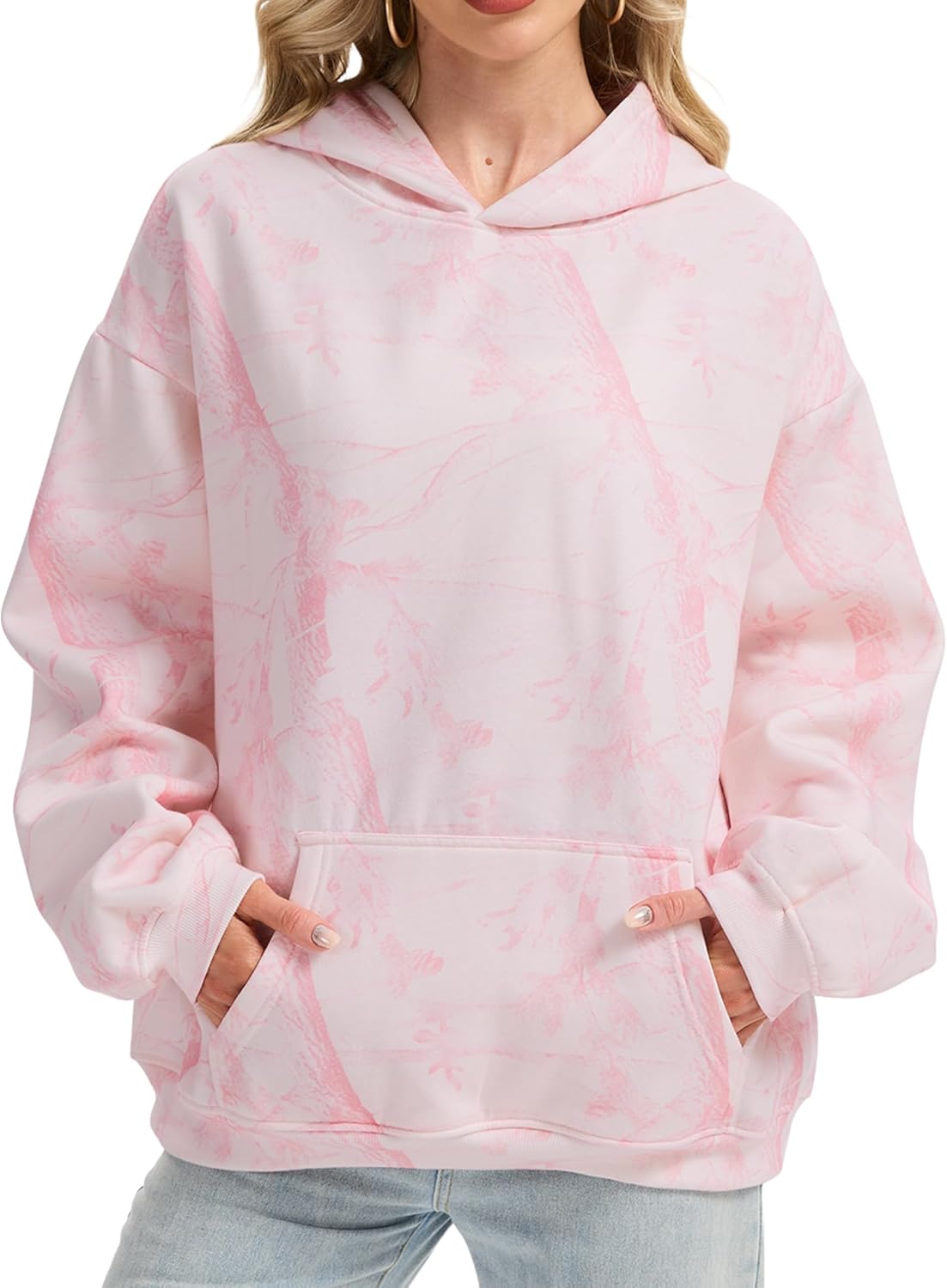Womens Camo Hoodies with Maple Leaf Print for Fall Style
