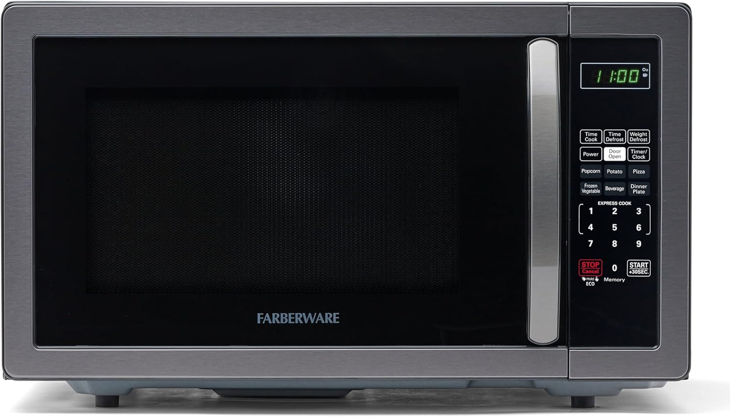 Farberware 1000W Microwave - LED lighting, Child Lock, Easy Clean - Ideal for Apartments