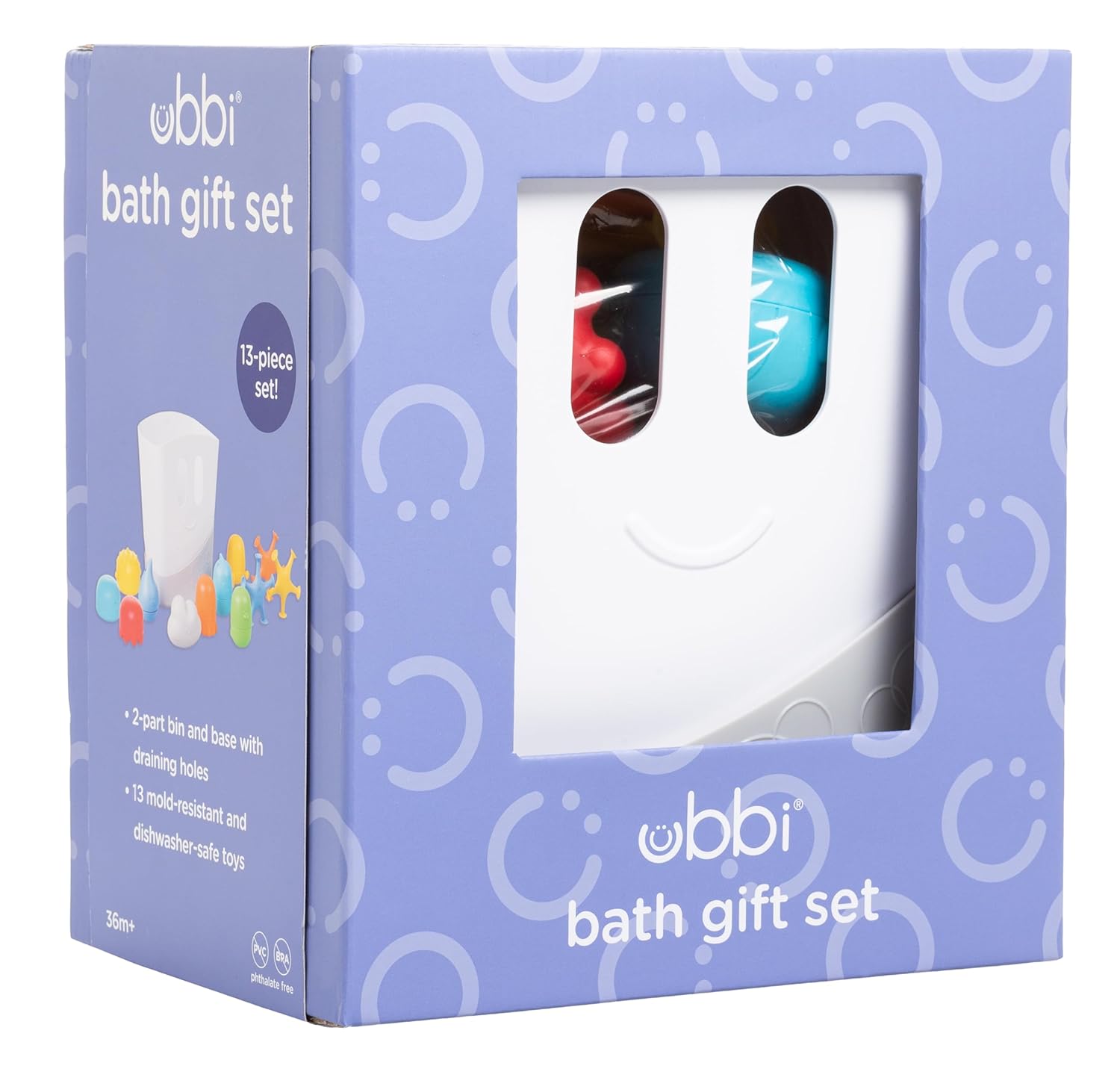 Ubbi Baby Bath Toy Gift Set with Draining Bin for Easy Cleanup